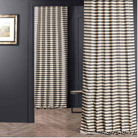 See Black & Cream Hand Weaved Cotton Curtain More Images