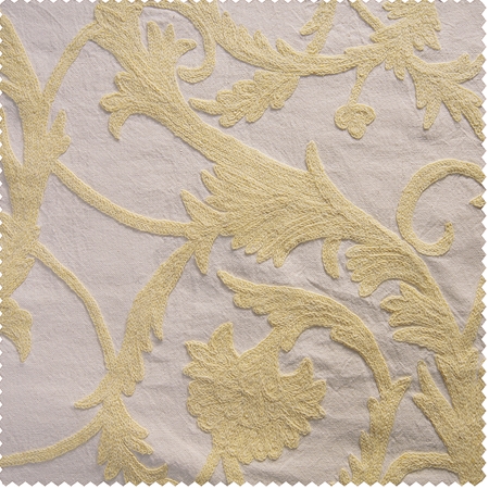 See Naomi Embroidered Cotton Crewel Swatch More Images