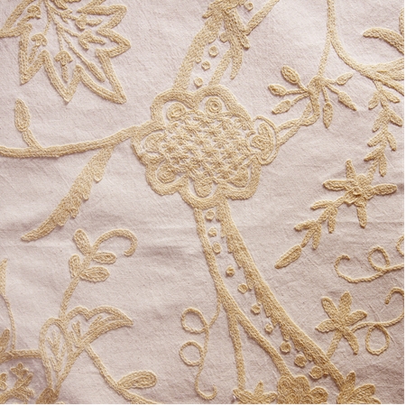 Lorraine Embroidered Cotton Crewel Swatch