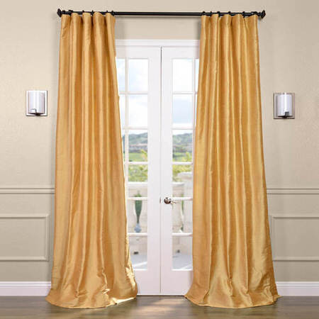 See Sunrise Gold Textured Dupioni Silk Curtain More Images