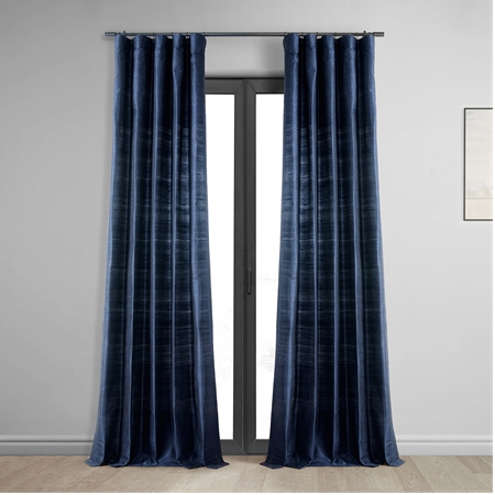 See Navy Textured Dupioni Silk Curtain More Images