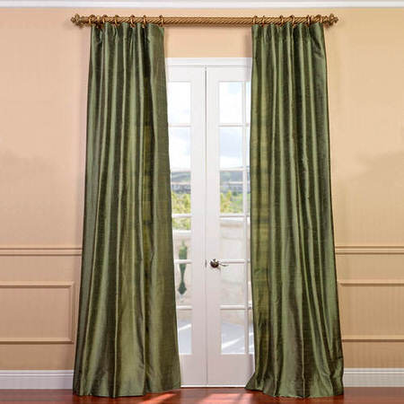 See Restful Green Textured Dupioni Silk Curtain More Images