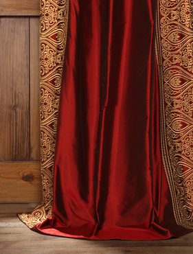 See Bombay Bold Red Silk Curtain More Images