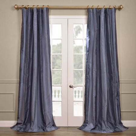 Brighton Blue Silk Stripe Curtain
