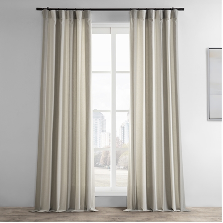 See Del Mar Stone Linen Blend Stripe Curtain More Images