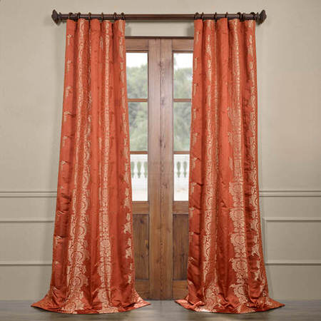 See Surrey Russet Faux Silk Jacquard Curtain More Images