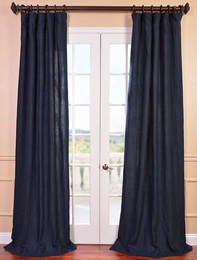 See Denim Blue French Linen Curtain More Images