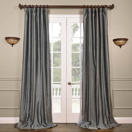 See Pacific Storm Yarn Dyed Faux Dupioni Silk Curtain More Images