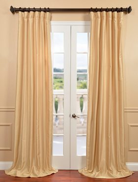 See Parchment Yarn Dyed Faux Dupioni Silk Curtain More Images