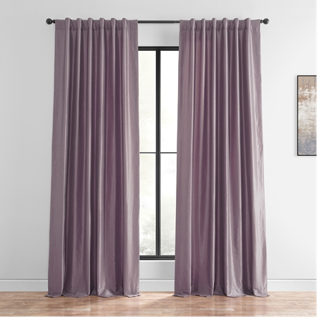 See Smokey Plum Vintage Textured Faux Dupioni Silk Curtain More Images