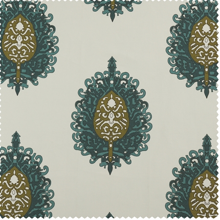 See Mayan Teal Printed Cotton Swatch More Images