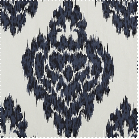 See Ikat Blue Printed Cotton Swatch More Images