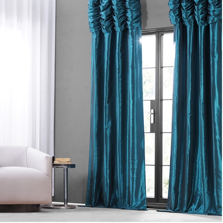 See Mediterranean Ruched Faux Solid Taffeta Curtain More Images