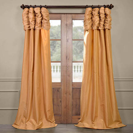 See Honey Ruched Faux Solid Taffeta Curtain More Images