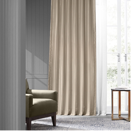 Antique Beige Faux Silk Taffeta Curtain