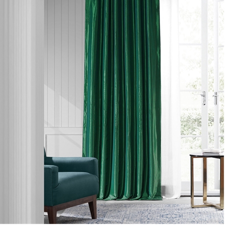 See Emerald Green Faux Silk Taffeta Curtain More Images