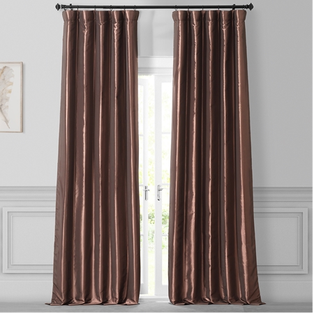 Copper Brown Faux Silk Taffeta Curtain