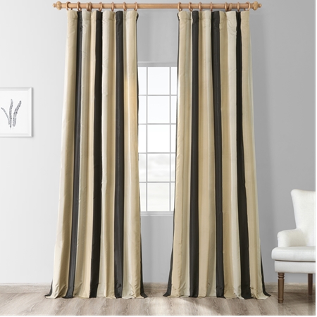 Sake Faux Silk Taffeta Stripe Curtain
