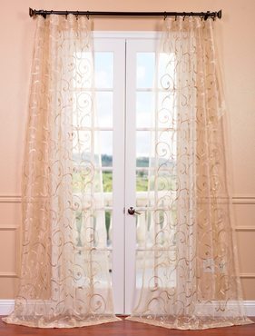 Bella Gold Embroidered Sheer Curtain