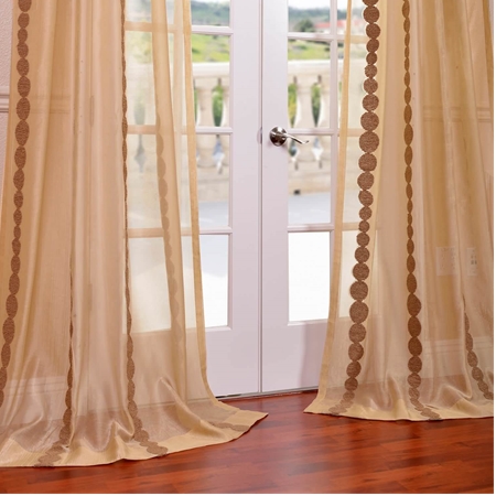 See Cleopatra Gold Embroidered Sheer Curtain More Images