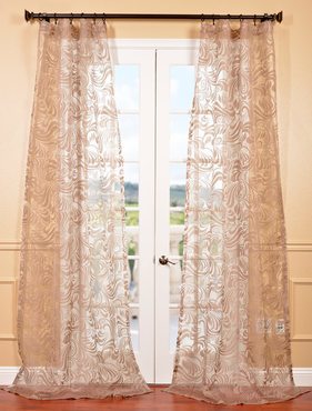 Sabrina Taupe Patterned Sheer Curtain