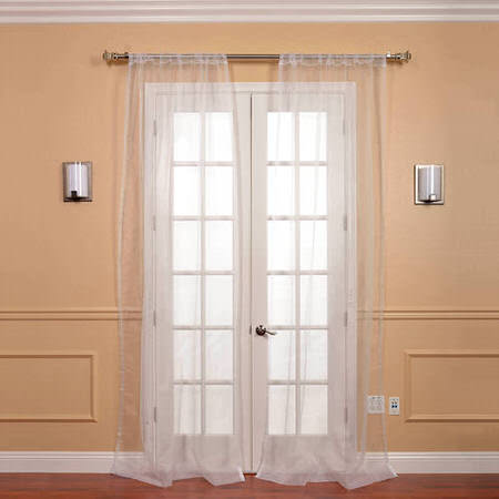 See Pair (2 Panels) White Solid Faux Organza Sheer Curtain More Images
