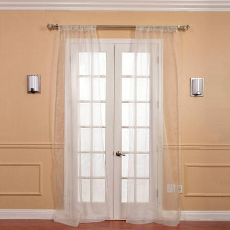 See Pair (2 Panels) Off White Solid Faux Organza Sheer Curtain More Images