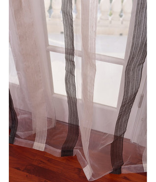 See Signature Havannah Ash Striped Linen & Voile Weaved Sheer Swatch More Images
