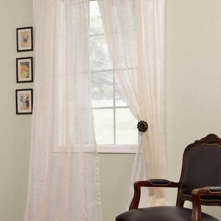 See Signature Havannah Natural Striped Linen & Voile Weaved Sheer Curtain More Images