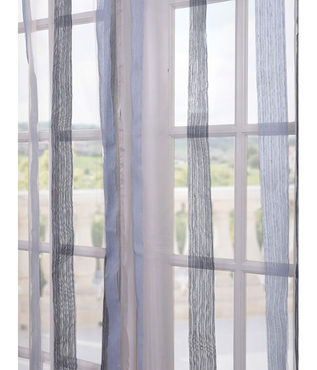 See Signature Havannah Blue Striped Linen & Voile Weaved Sheer Swatch More Images