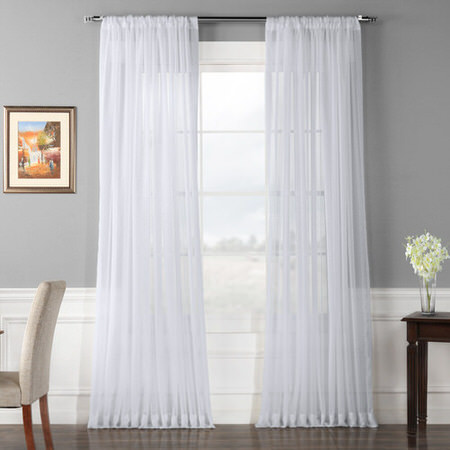 See Doublewide Solid White Voile Poly Sheer Curtain More Images