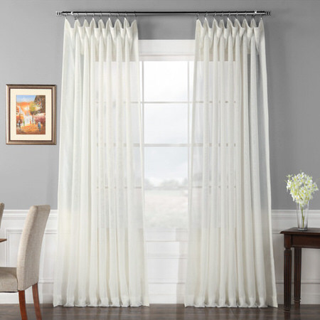 Signature Double Layered Double Wide Off White Sheer Curtain