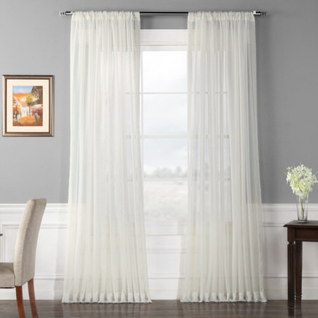 See Solid Off White Double Wide Voile Poly Sheer Curtain More Images
