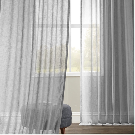See Nickel Faux Linen Sheer Curtain More Images