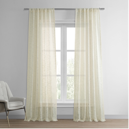Open Weave Cream Linen Sheer Curtain
