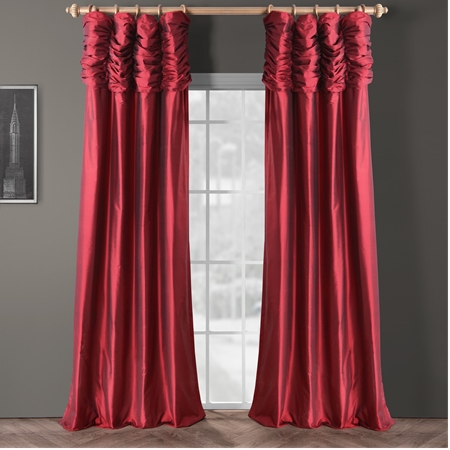 See Ruched Bold Red Thai Silk Curtain More Images