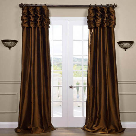 See Ruched Chocolate Thai Silk Curtain More Images