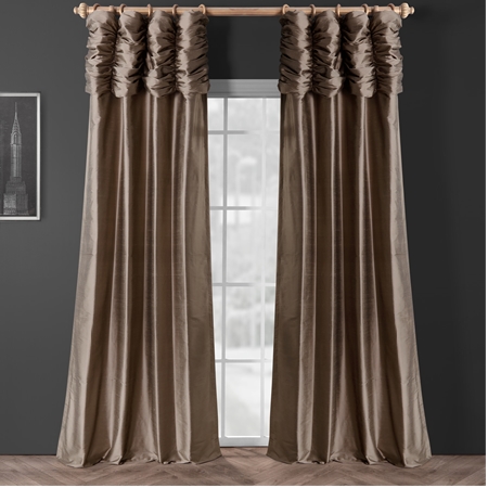 See Ruched Silver Grey Thai Silk Curtain More Images