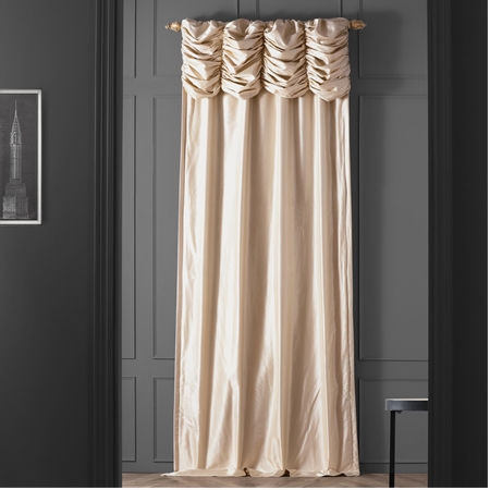 See Ruched Pearl White Thai Silk Curtain More Images
