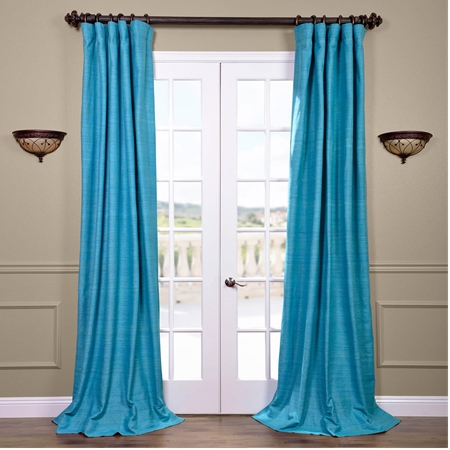 See Cozumel Blue Raw Silk Curtain More Images