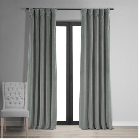 See Signature Silver Grey Blackout Velvet Curtain More Images