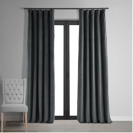 See Signature Natural Grey Blackout Velvet Curtain More Images