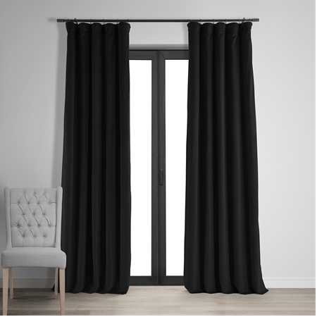See Warm Black Grommet Velvet Blackout Curtain More Images