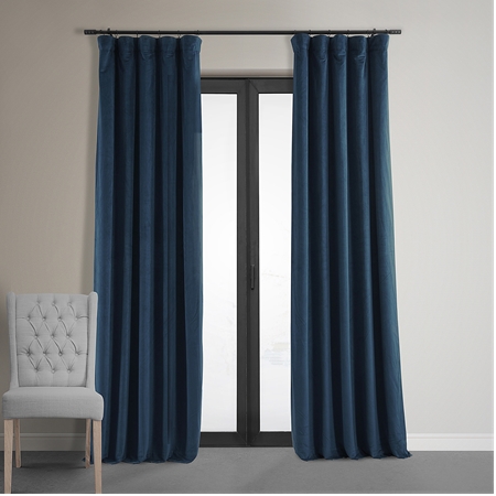See Signature Midnight Blue Blackout Velvet Curtain More Images
