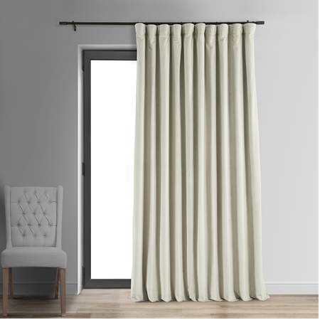 See Signature Off White Double Wide Velvet Blackout Pole Pocket Curtain More Images